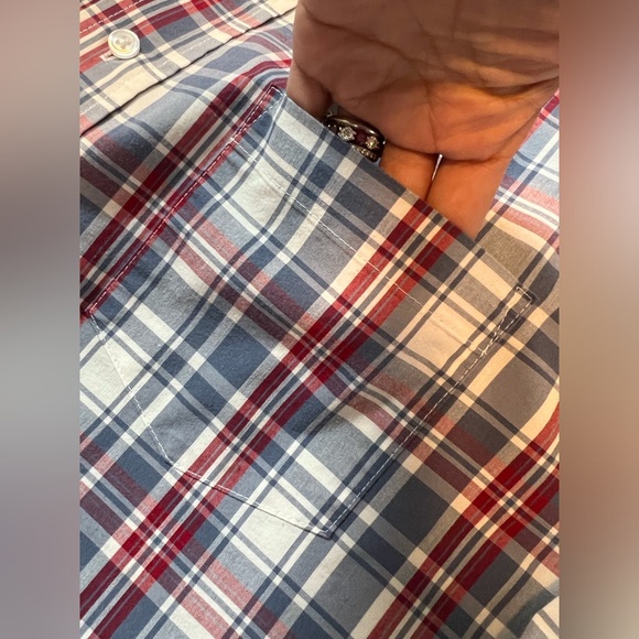 George Mens XL 46-48 Red Plaid Classic Fit Long Sleeve Button Shirt - Picture 5 of 6